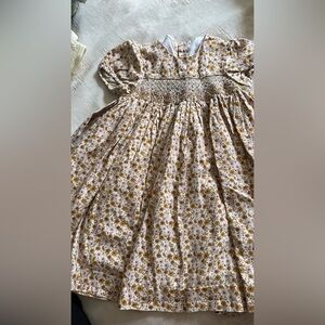 Edgehill Collection Floral Kids Dress - Cream and Brown